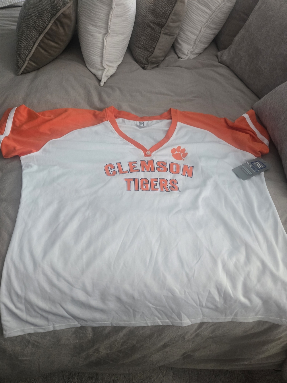 Pro Edge White Tee with Bright Orange Trim
